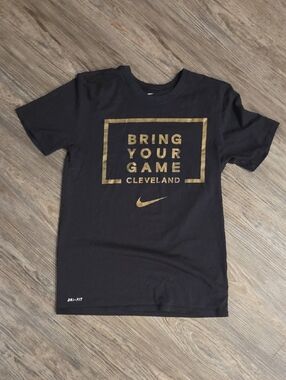 Nike Black Tee with Gold "Bring Your Game" Graphic
